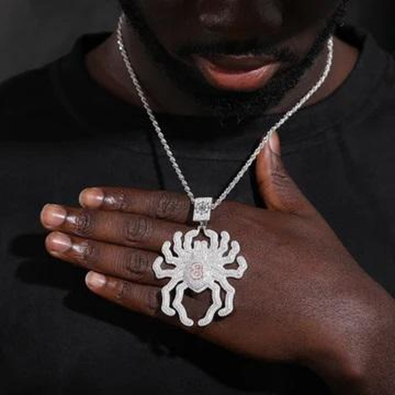 【#P455】Insect Pendant S925 Sterling Silver Pendant Necklace Spider Exquisite Pendant Suitable for Men and Women Hip Hop Jewelry Gifts