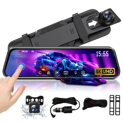 1080P HD Car Dash Cam, 10" Touch Screen Front and Rear View Camera for Car, Dual Dash Cameras Front and Rear,Super Night Vision,Parking Monitoring,Reverse Backup Camera