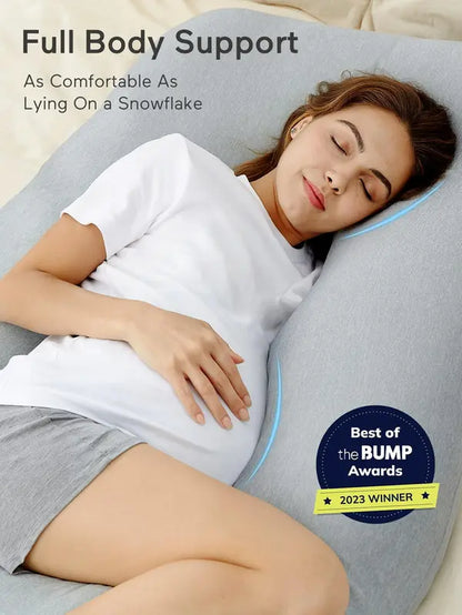 Momcozy Pregnancy Pillows with Cooling Cover, U-Shaped Full Body Maternity Pillow for Side Sleepers 57 Inch - Support for Back, Hip, Belly, Legs for Pregnant Women, 1 Pack