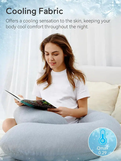 Momcozy Pregnancy Pillows with Cooling Cover, U-Shaped Full Body Maternity Pillow for Side Sleepers 57 Inch - Support for Back, Hip, Belly, Legs for Pregnant Women, 1 Pack