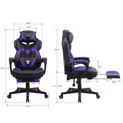 [Labor Day] Zeanus Gaming Chair with Footrest Recliner Adult Computer Chair with Massage Chair Adjustable Lumbar Cushion Large and Tall, Ergonomic Office Gaming Chair for Heavy Racing Recliners ZE100 Gamingchairs