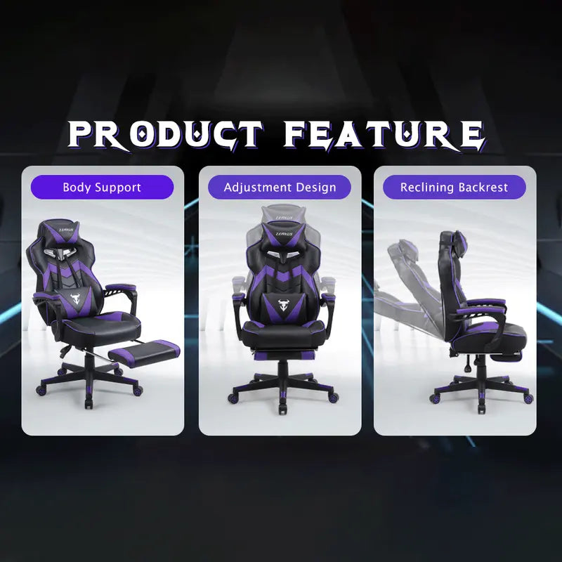 [Labor Day] Zeanus Gaming Chair with Footrest Recliner Adult Computer Chair with Massage Chair Adjustable Lumbar Cushion Large and Tall, Ergonomic Office Gaming Chair for Heavy Racing Recliners ZE100 Gamingchairs