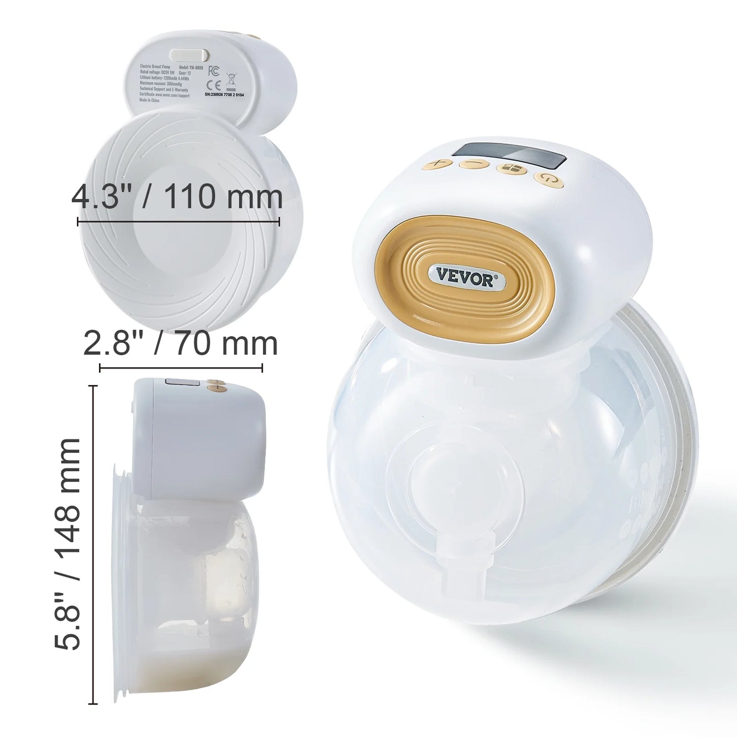 Breast Pump Pro Hands-Free, Wearable & Wireless Electric Pump, 4 Modes & 12 Levels Portable Breastfeeding Pump, 300Mmhg Strong Suction, Smart Display, 24Mm Insert/28Mm Flange, Ultra-Quiet