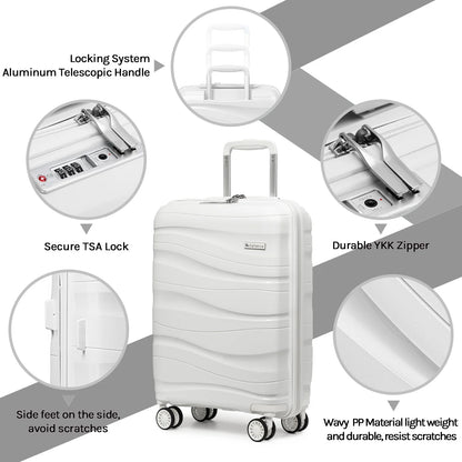 - 5 Luggage Sets PP Hardside Spinner Luggage - （Expandable Carry-On Suitcase20"）（ 24" 28")